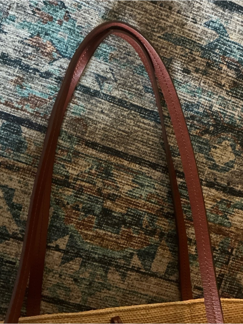 Sezane basket tote natural raffia with brown leather - Picture 9 of 9